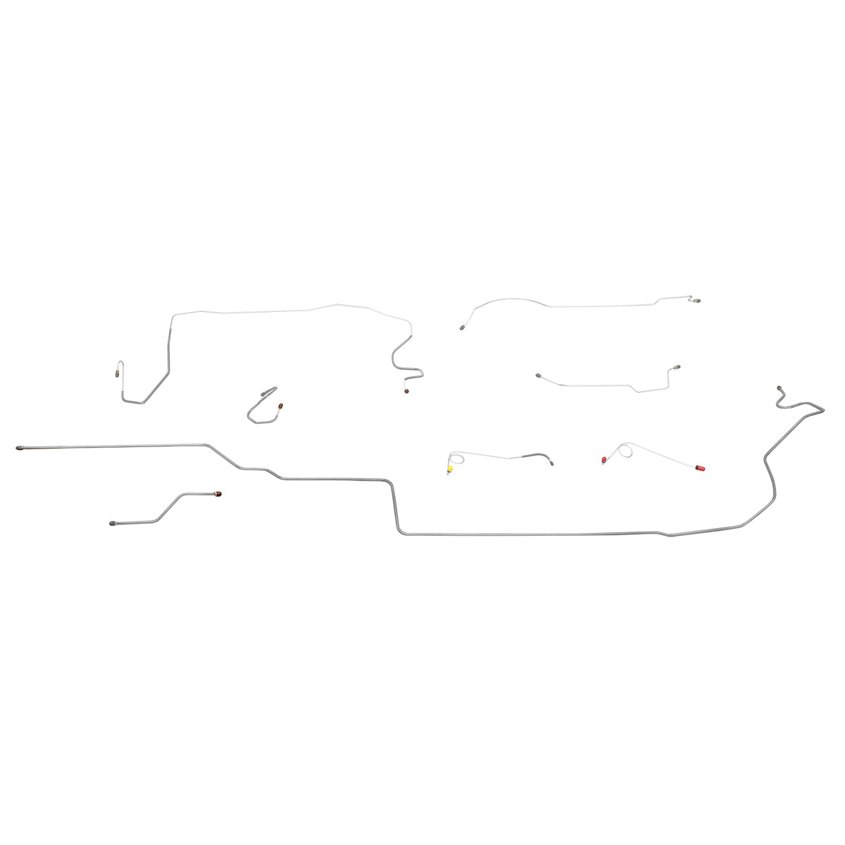 1968-69 Dodge A-Body Dart 2pc F to R, 8 3/4 Rear Manual Disc Brake Line Kit 8pc, Stainless