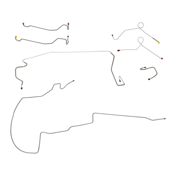 1970-72 Dodge A-Body Dart/GT w/8-3/4 Rear Axle Power Drum Brake Line Kit 7pc, Stainless