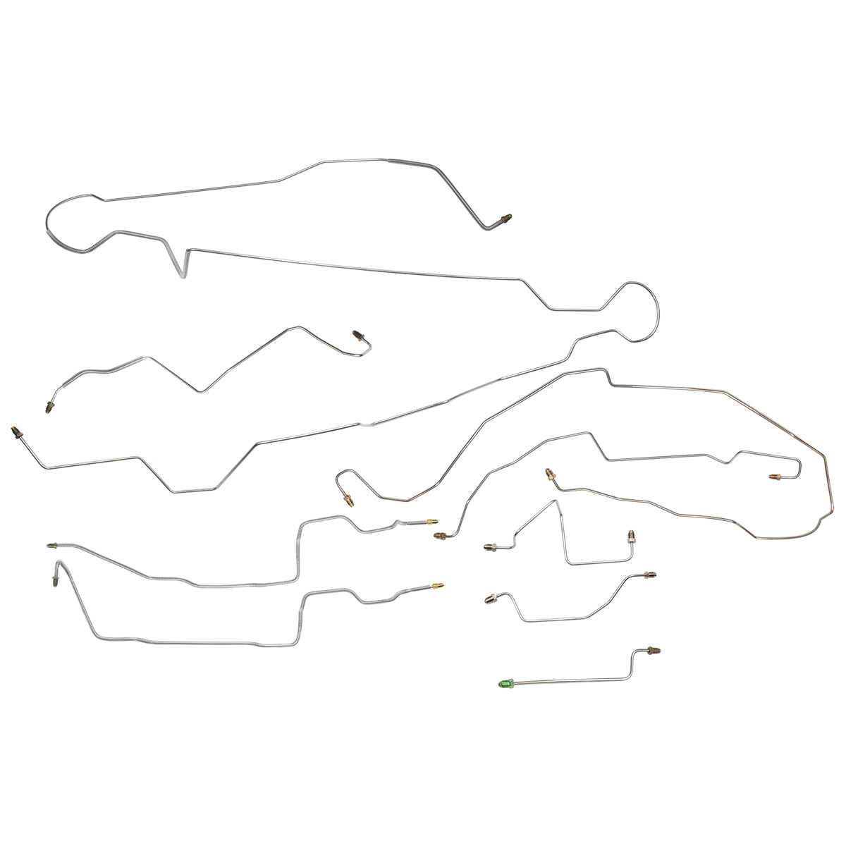 2002-04 Dodge Dakota 2WD Ext. Cab Shortbed 4 Wheel Disc Brake Line Kit 7pc, Stainless