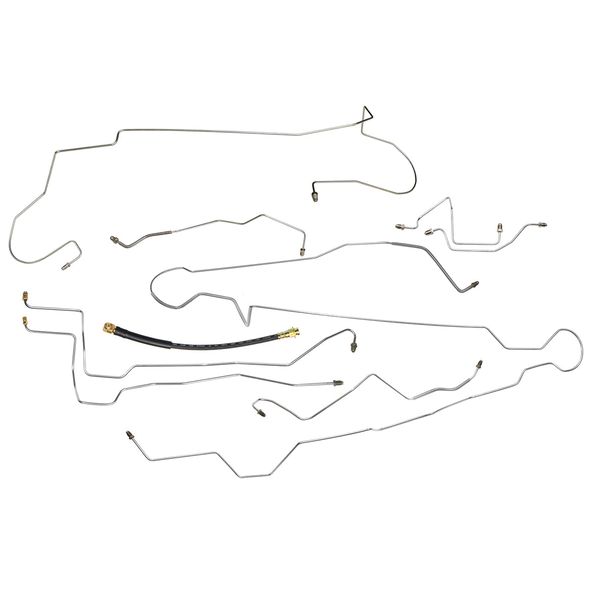 2002-04 Dodge Dakota V6 4WD Ext. Cab Shortbed Four Wheel Disc Rear ABS Brake Line Kit 9pc, Stainless