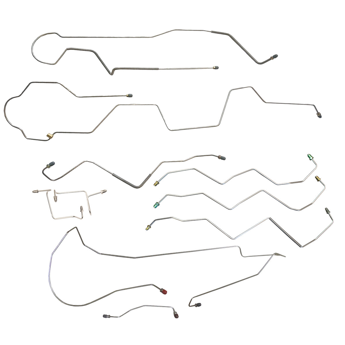 2002-04 Dodge Dakota 4WD Ext. Cab Shortbed w/Four-Wheel Disc w/ABS Brake Line Kit 12pc, Stainless