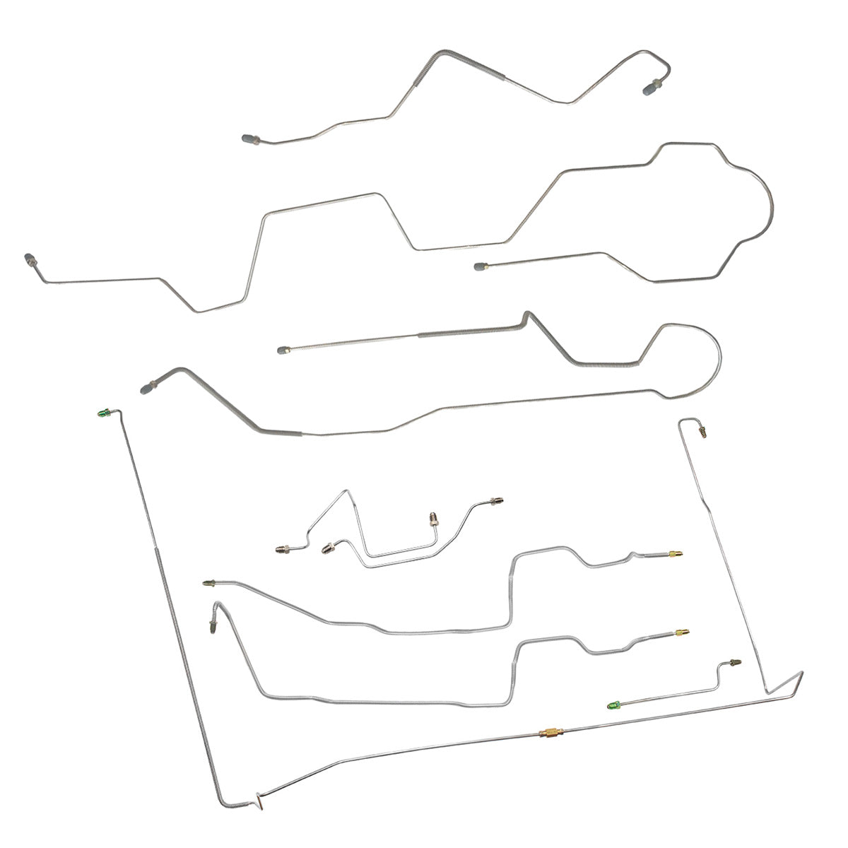 2002-04 Dodge Dakota 4x4 V8 Ext. Cab Shortbed Rear Drum 4-Wheel ABS Complete Brake Line Kit 9pc, Stainless