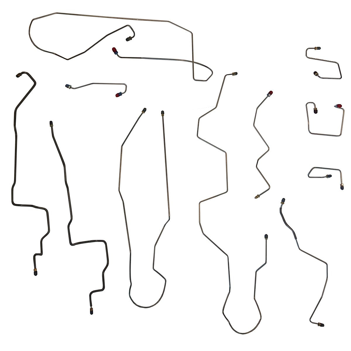 1997-02 Dodge Dakota 4WD Ext Cab Short Bed Rear Drum ABS Brake Line Kit 11pc, Stainless
