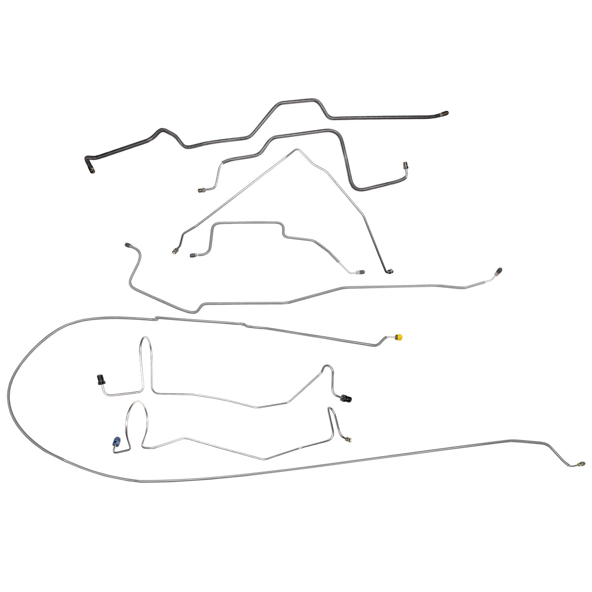 1973-77 Dodge Truck 4WD 1/2-Ton Std. Cab Longtbed Power Disc Brake Line Kit 8pc, Stainless