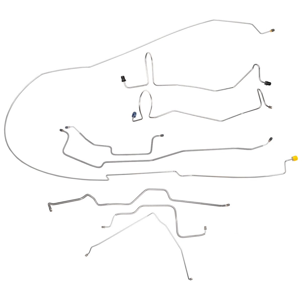 1973-77 Dodge Truck 4WD 1/2-Ton Std. Cab Shortbed Power Disc Brake Line Kit 8pc, Stainless