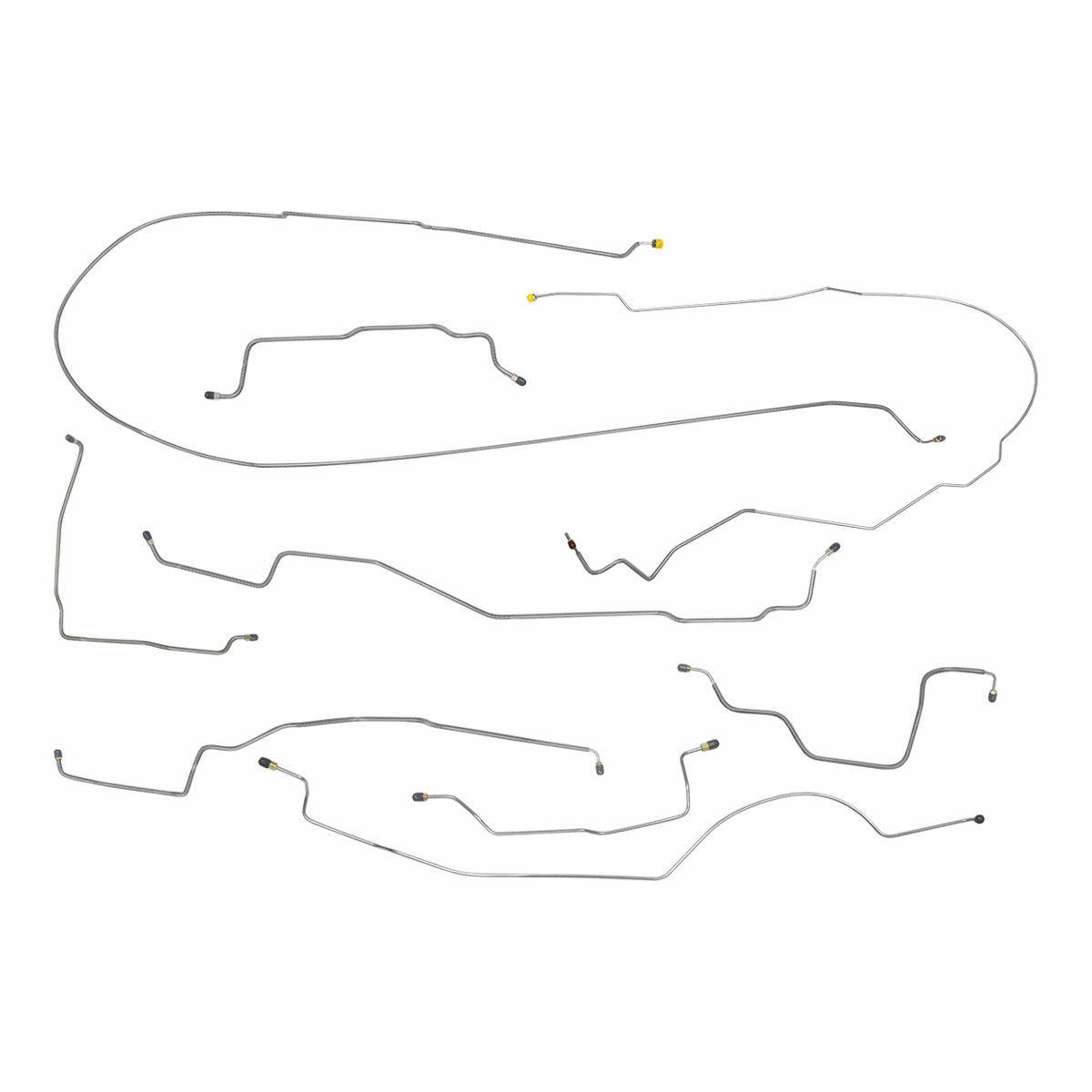 1980-89 Dodge Truck 4WD 3/4-Ton Std. Cab Longbed Non-ABS Power Disc Brake Line Kit 8pc, Stainless
