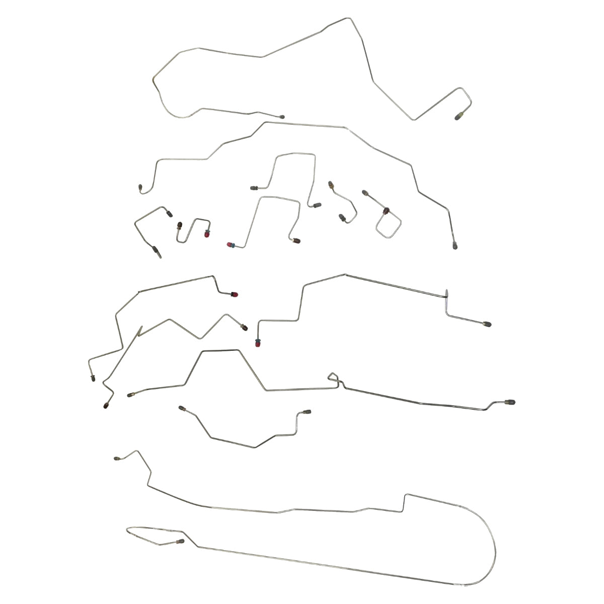 1998-01 Dodge Ram 1500 2500 2wd & 4wd Std Cab Short Bed Four-Wheel ABS Rear Drum Brake Line Kit 14pc, Stainless