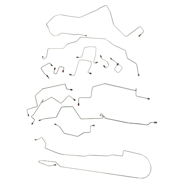 1998-01 Dodge Ram 1500 2500 2wd & 4wd Std Cab Short Bed Four-Wheel ABS Rear Drum Brake Line Kit 14pc, Stainless