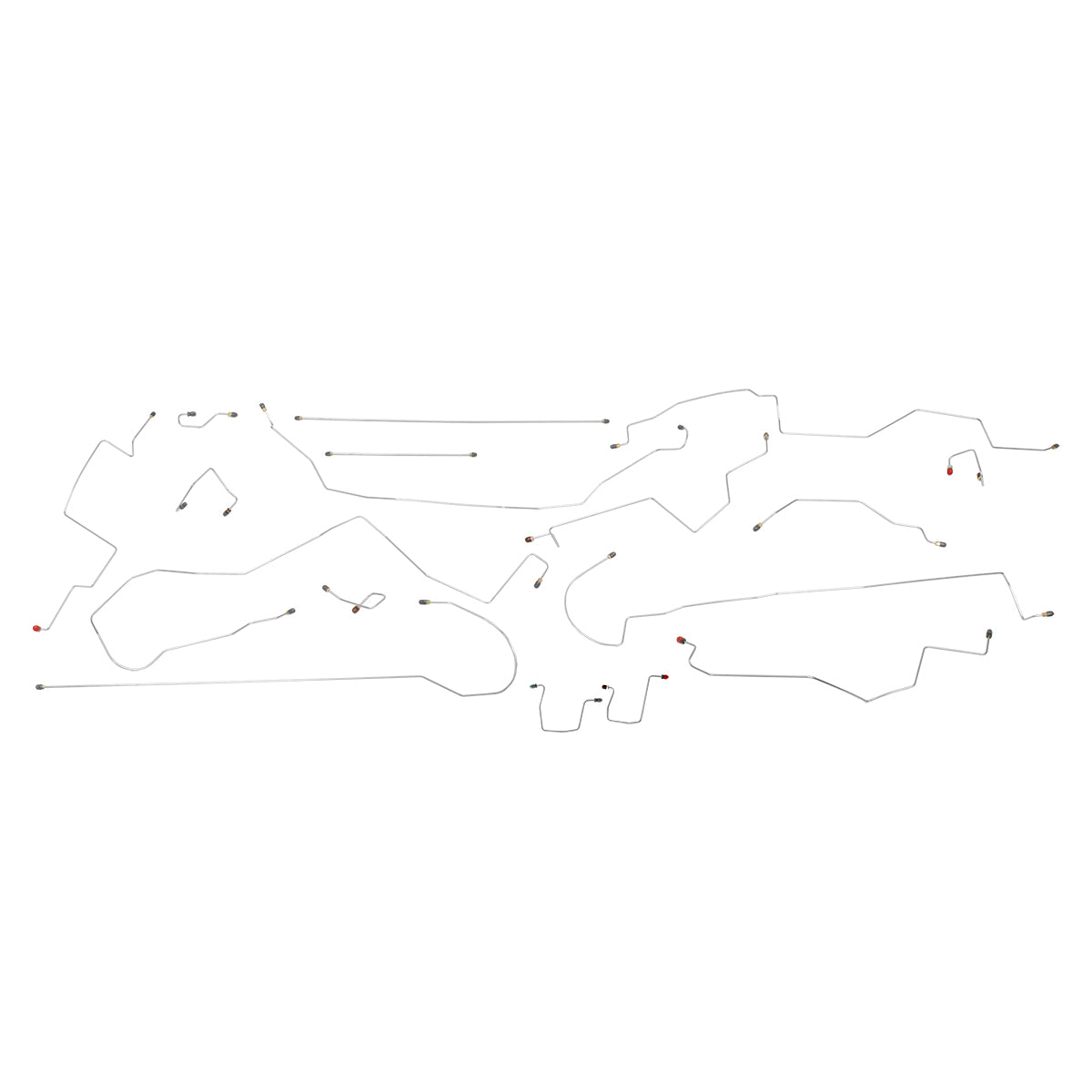 1998-01 Dodge Ram 1500 2500 3500 2 & 4WD All Cab And Bed Lengths Rear Drum 4 Wheel ABS Complete Brake Line Kit 15pc, Stainless