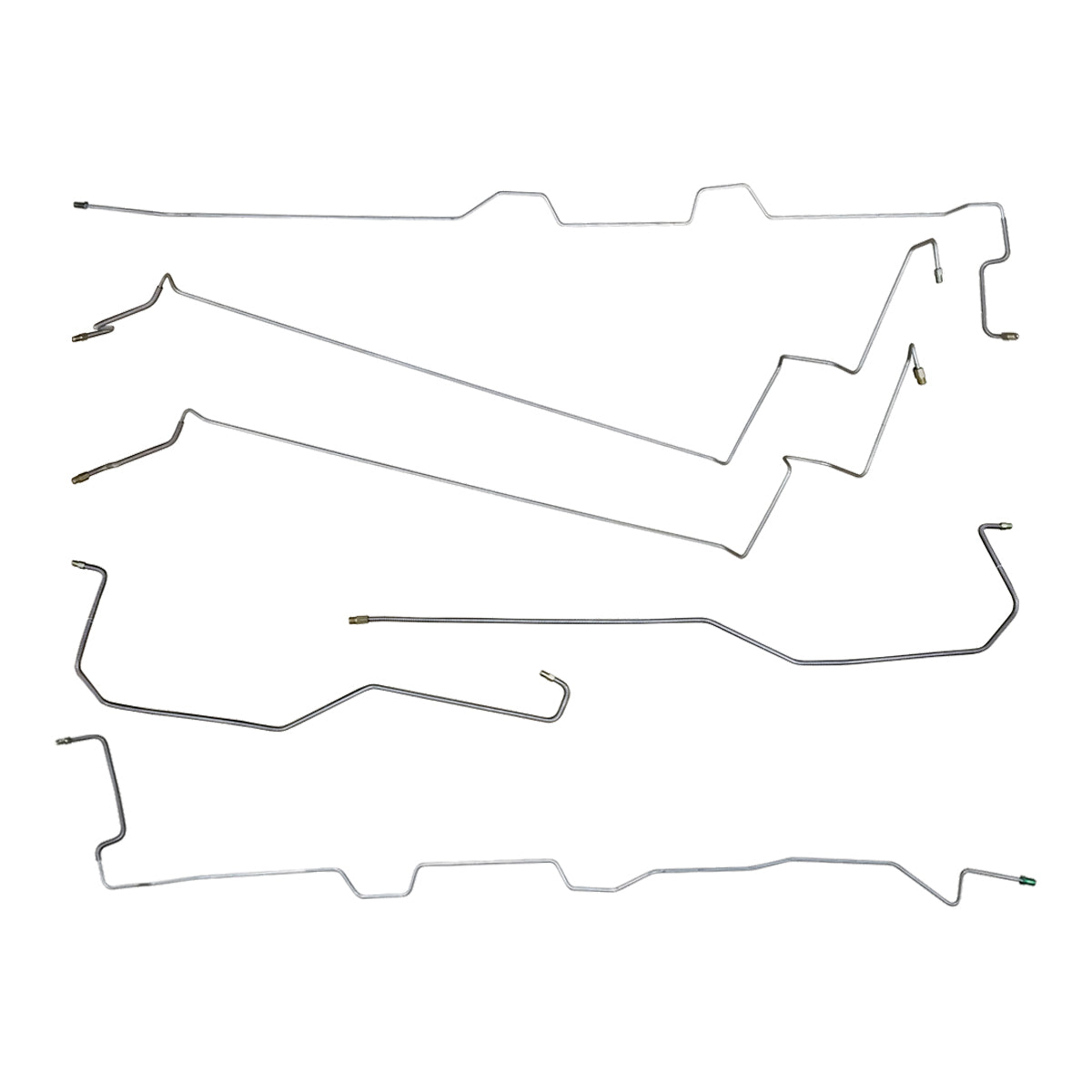 1996-00 Dodge/Plymouth Caravan/Voyager 113.3" WB Four-Wheel Disc w/o ABS w/Load Valve Mid Chassis Brake Line Kit 6pc. Stainless