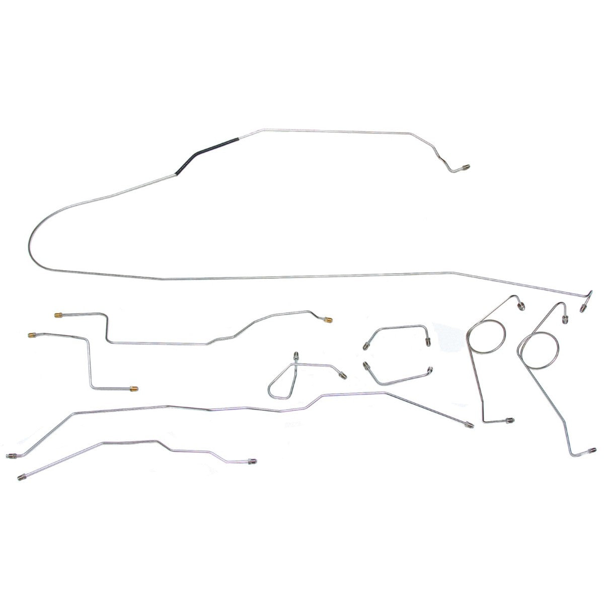 1968-71 1/2 Ford Bronco 4WD Dana 30 Front Axle Manual Drum Complete Brake Line Kit 10pc, Stainless