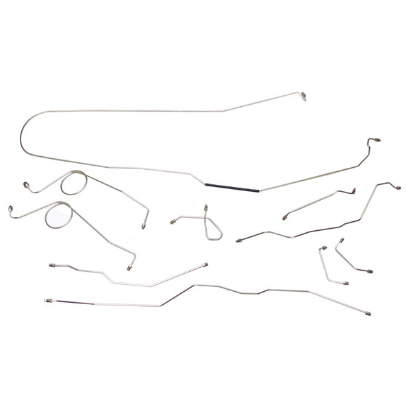 1971 1/2-75 Ford Bronco 4WD Dana 44 Front Axle Manual Drum Complete Brake Line Kit 10pc, Stainless