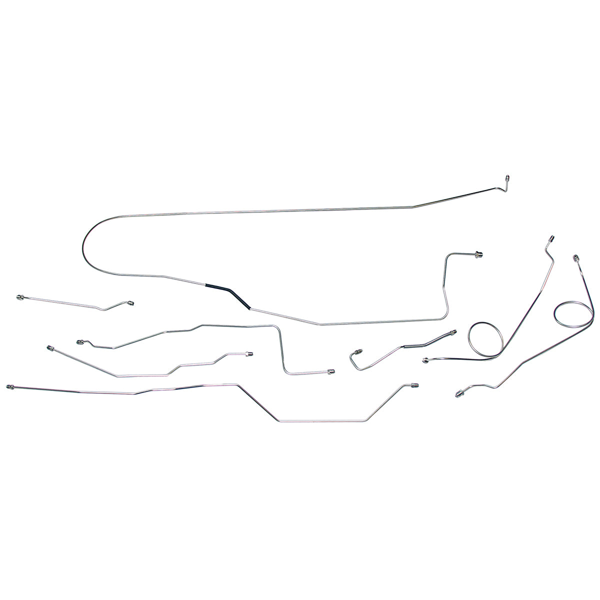 1976-77 Ford Bronco 4WD Manual Disc w/Dana 44 Front Axle Complete Brake Line Kit 8pc, Stainless