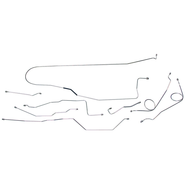 1976-77 Ford Bronco 4WD Manual Disc w/Dana 44 Front Axle Complete Brake Line Kit 8pc, Stainless
