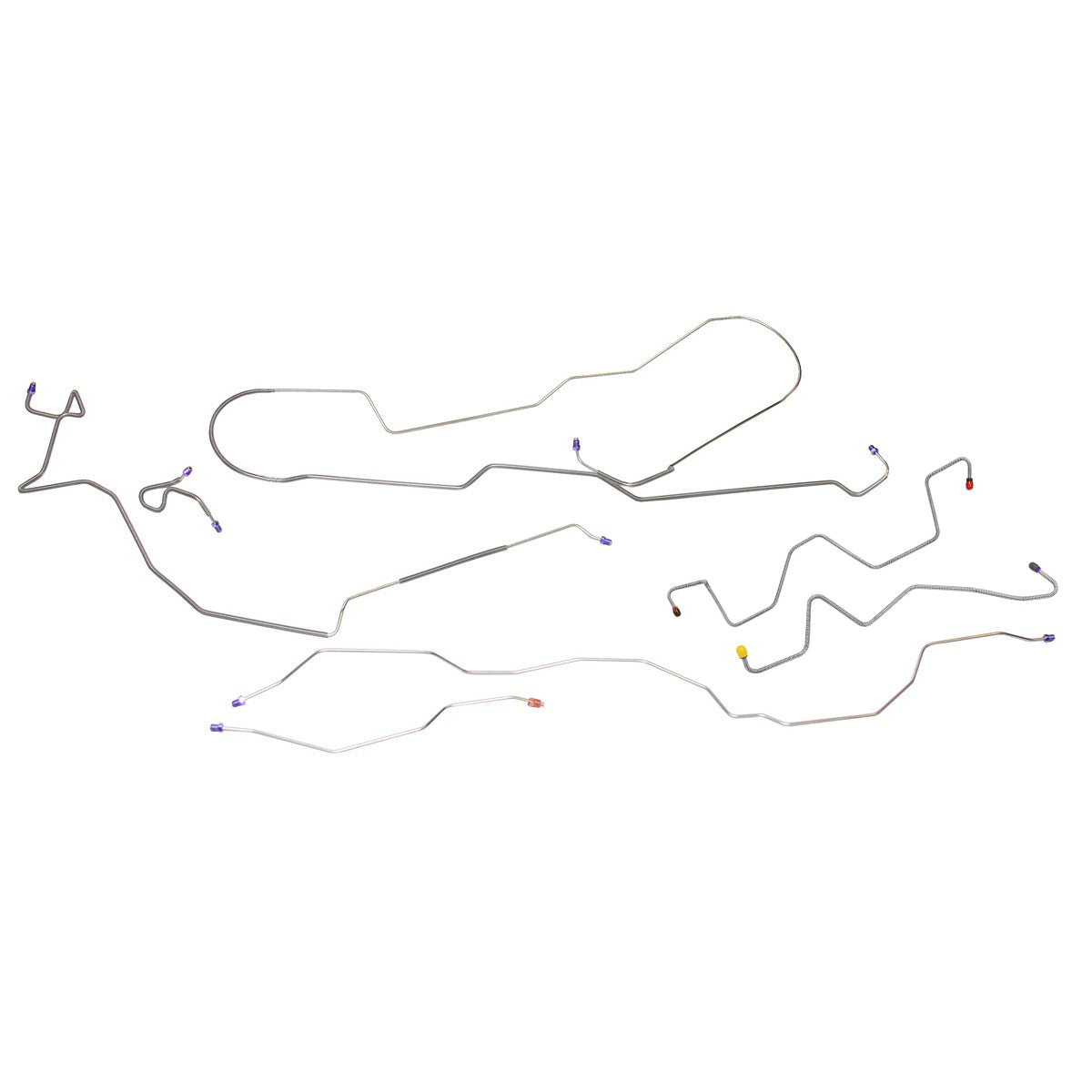 1987-89 Ford Bronco Full-Size 4WD Power Disc Complete Brake Line Kit 7pc, Stainless