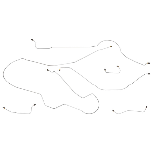 1961-62 Ford Galaxie (High Performance/Line runs under Radiator) Manual Drum Complete Brake Line Kit 6pc, Stainless