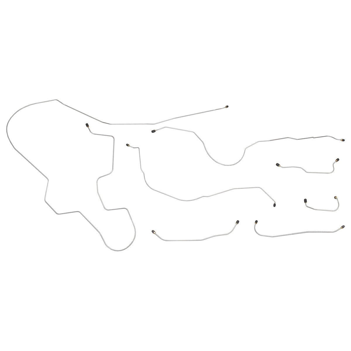 1963-64 Ford Galaxie Manual Drum Brake Line Kit 6pc, Stainless