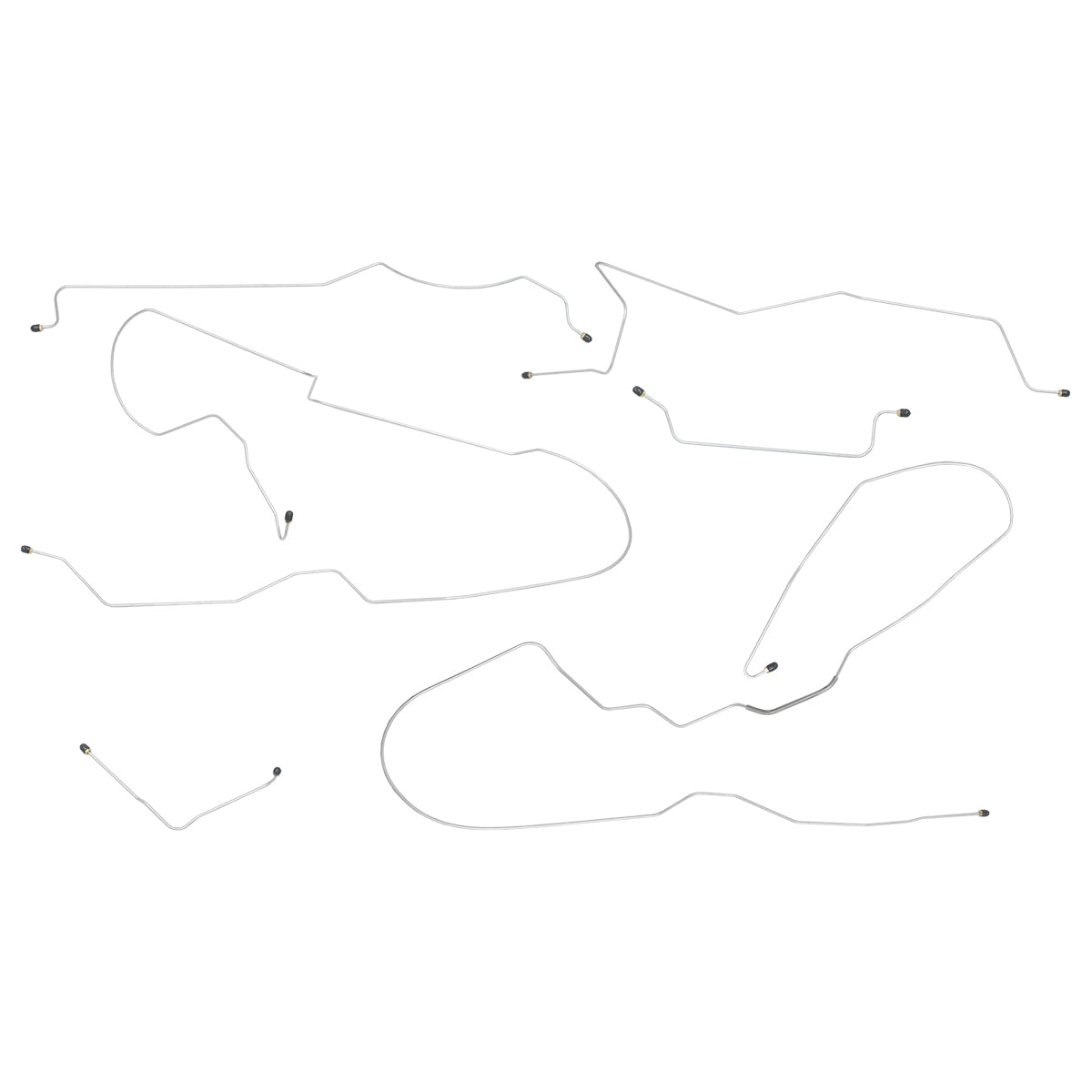 1960-63 Ford/Mercury Falcon/Comet Inline 6CYL (Only) Manual Drum Complete Brake Line Kit 6pc, Stainless
