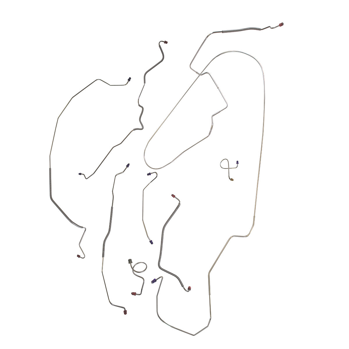 1971-74 Ford LTD Two-Door Power Disc Brake Line Kit 8pc, Stainless