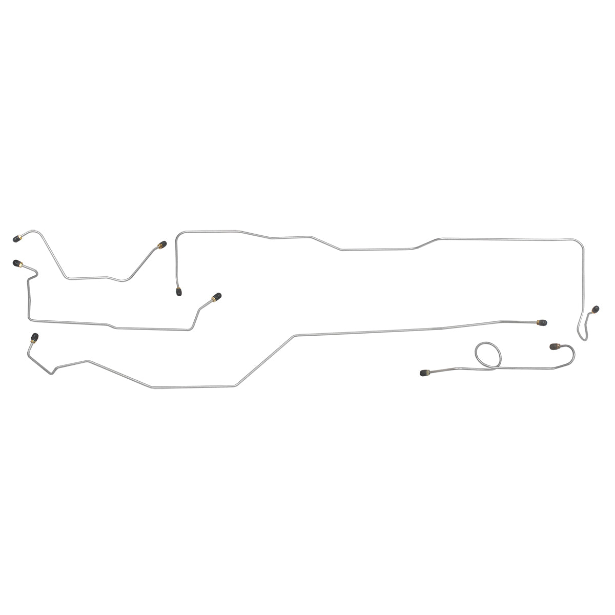 1964-65 Ford Mustang Factory Dual Exhaust Power Drum Brake Line Kit 6pc, Stainless