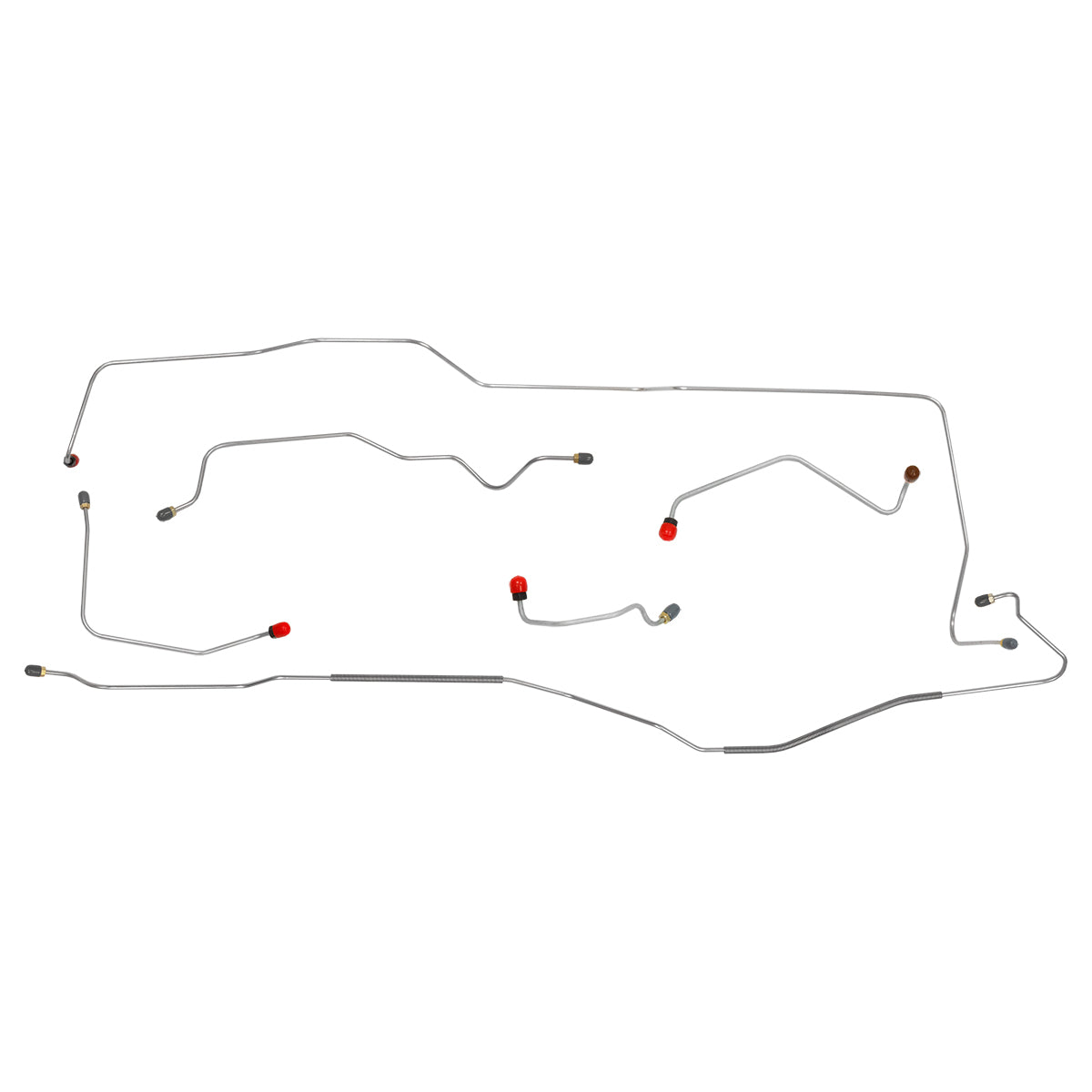 1967 Ford Mustang Right Front Above Steering Column Power Disc Brake Line Kit 8pc Stainless