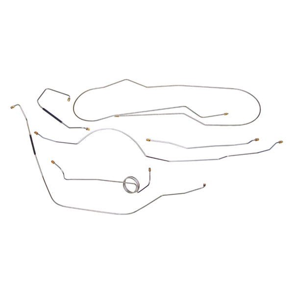 1965-66 Ford F100 F150 2WD Longbed Manual Drum Complete Brake Line Kit 6pc, Stainless
