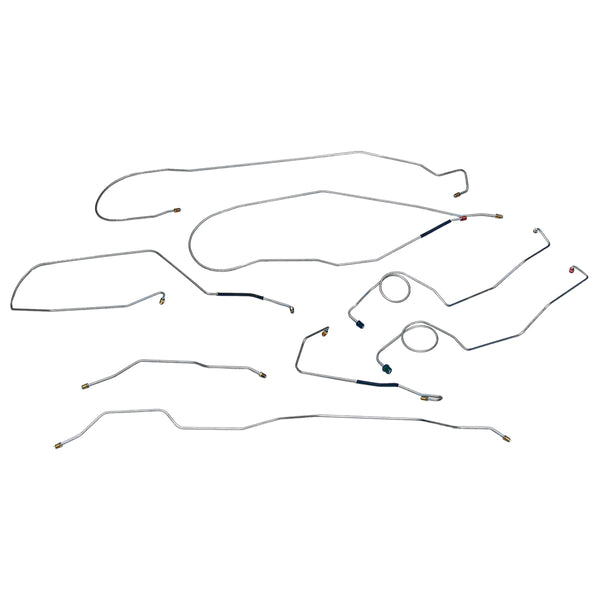 1967-70 Ford F100 F150 2WD Std. Cab Shortbed Manual Drum Brake Line Kit 8pc, Stainless