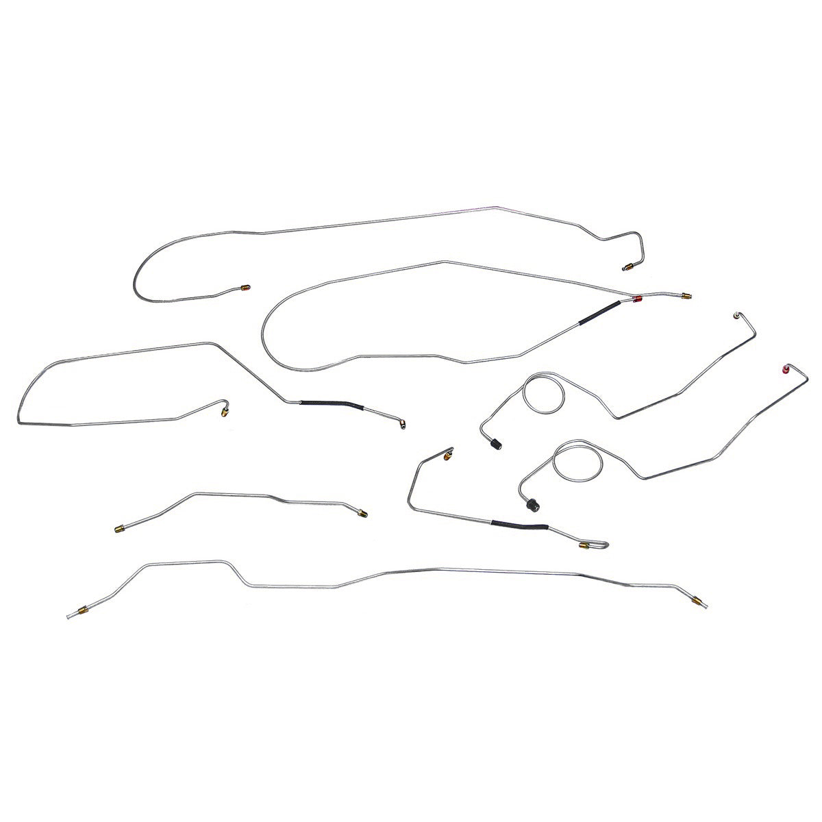 1967-70 Ford F-250 2wd Manual Drum Brake Line Kit Longbed, 8pc Stainless