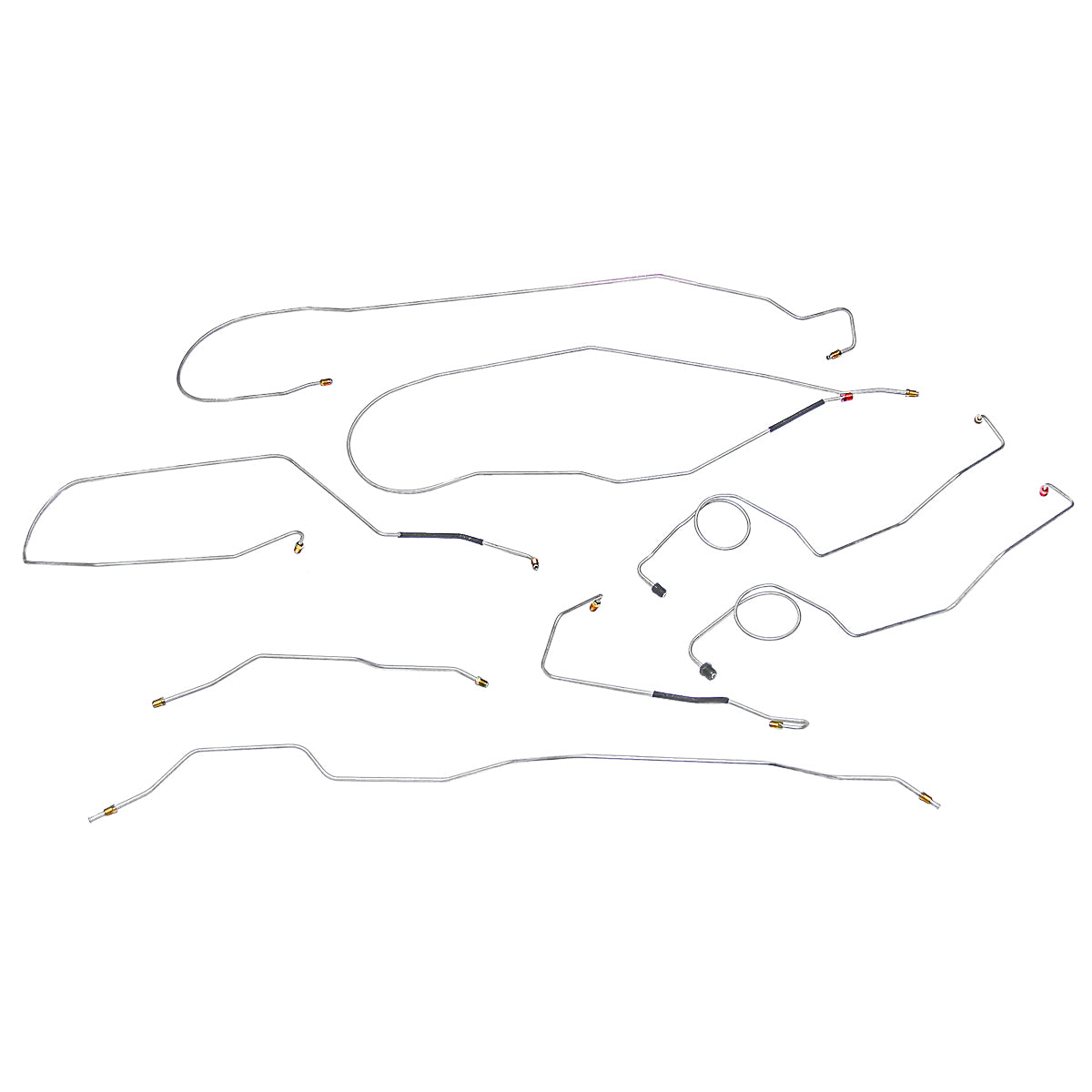1967-70 Ford F-250 2wd Complete Power Drum Brake Line Kit Short Bed, Stainless