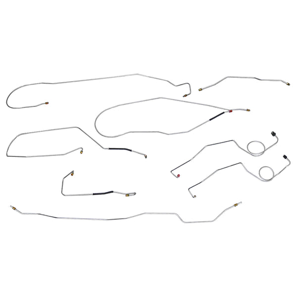 1971 Ford F100 F150 2wd Power Drum Brake Line Kit 8pc, Longbed, Stainless