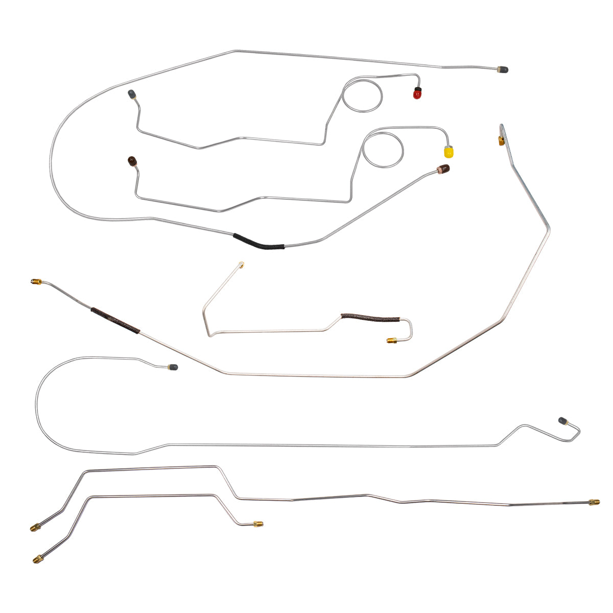 1971 F250 Complete Manual Drum Brake Line Kit Long Bed 2wd 8pc, Stainless