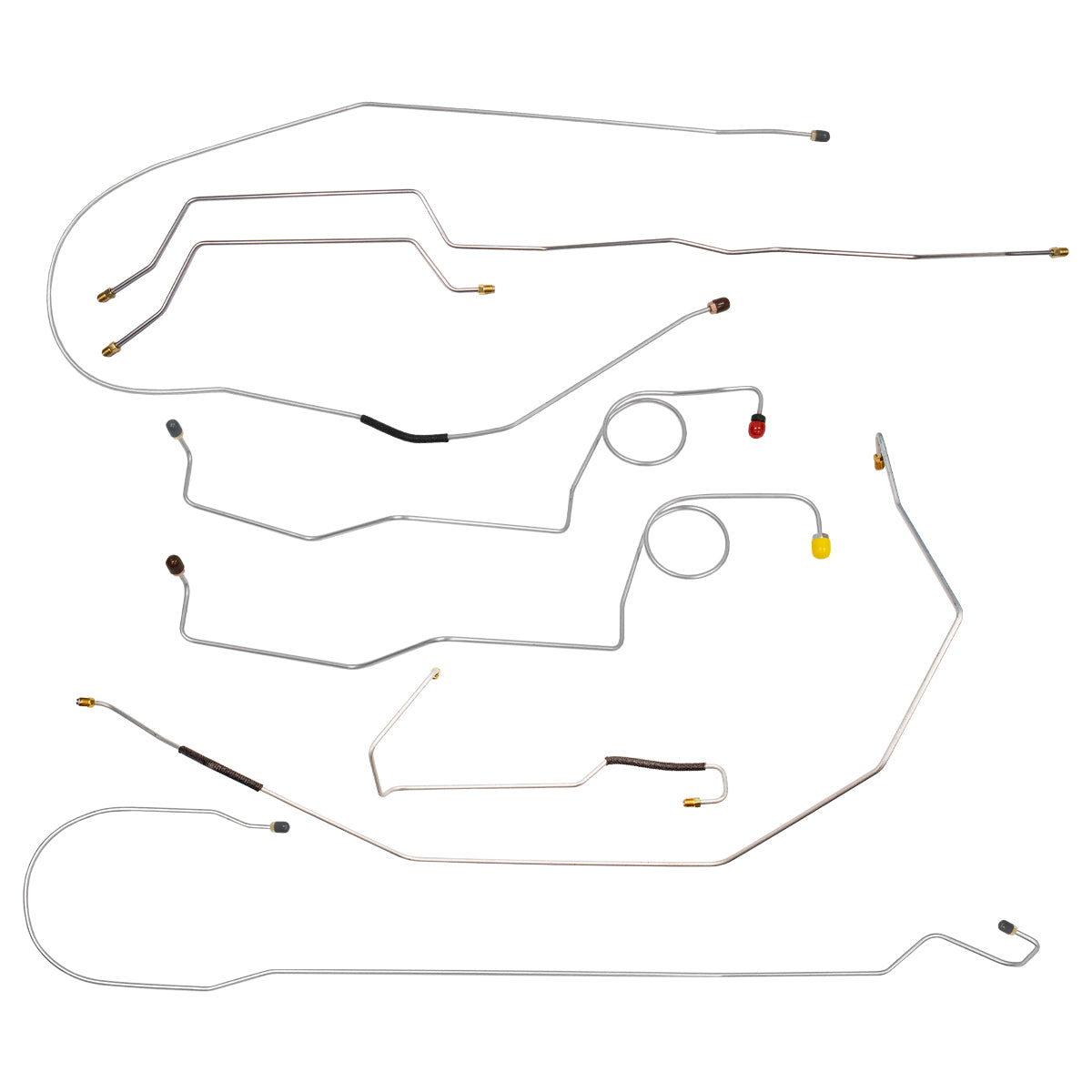 1971 Ford F-250 2wd Complete Manual Disc Brake Line Kit Long Bed, 8pc, Stainless