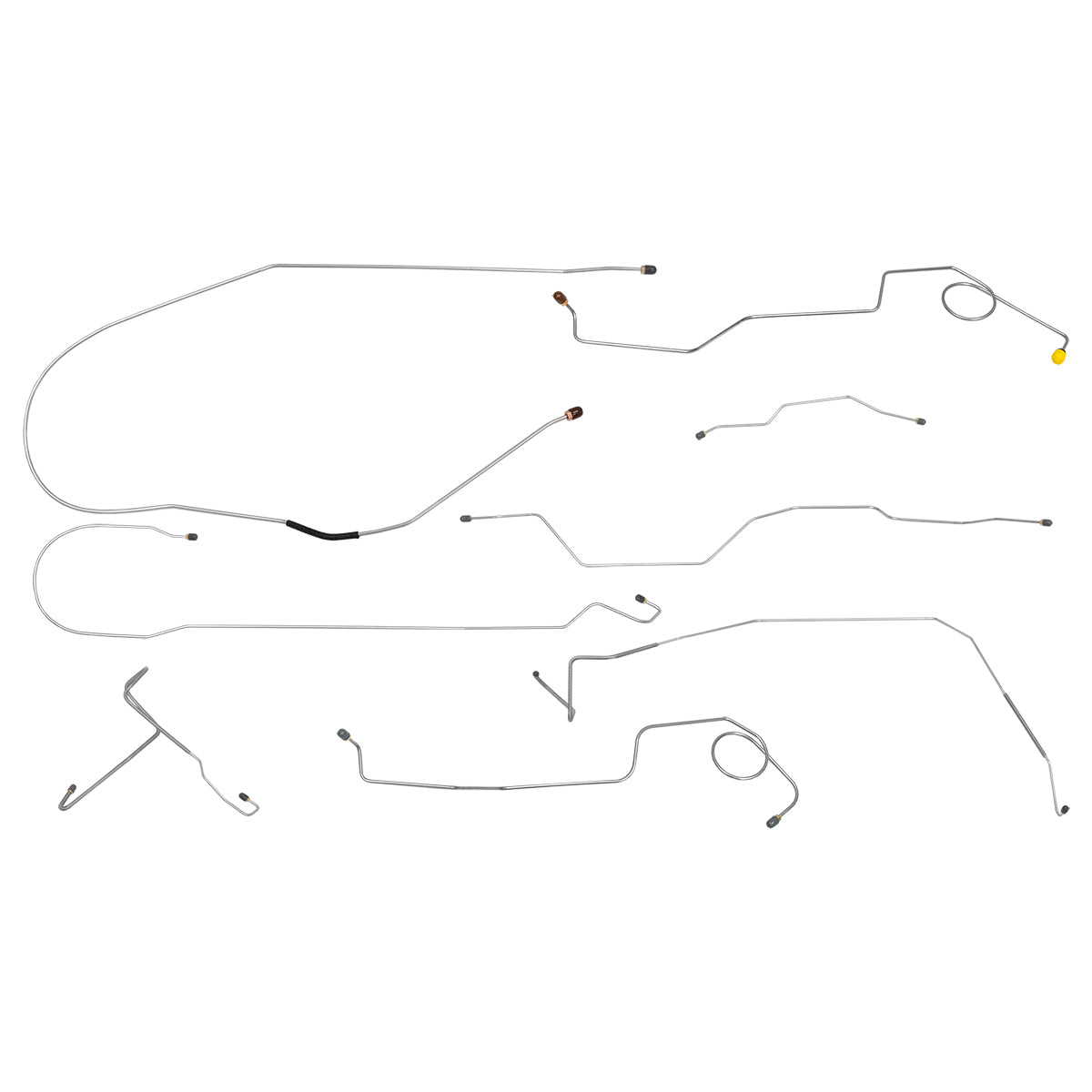 1972 Ford F100 F150 2WD Std Cab Long Bed Power Drum Brake Line Kit 8pc, Stainless