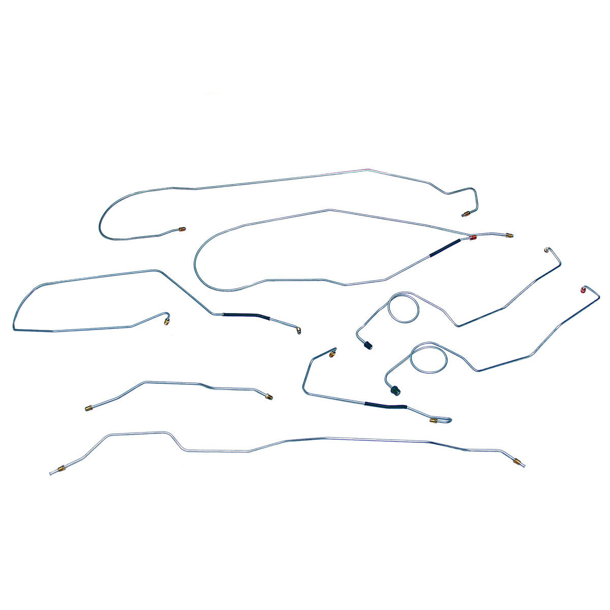 1972 Ford F-100 F-150 2wd Complete Manual Drum Brake Line Kit 8pc, Short Bed Stainless