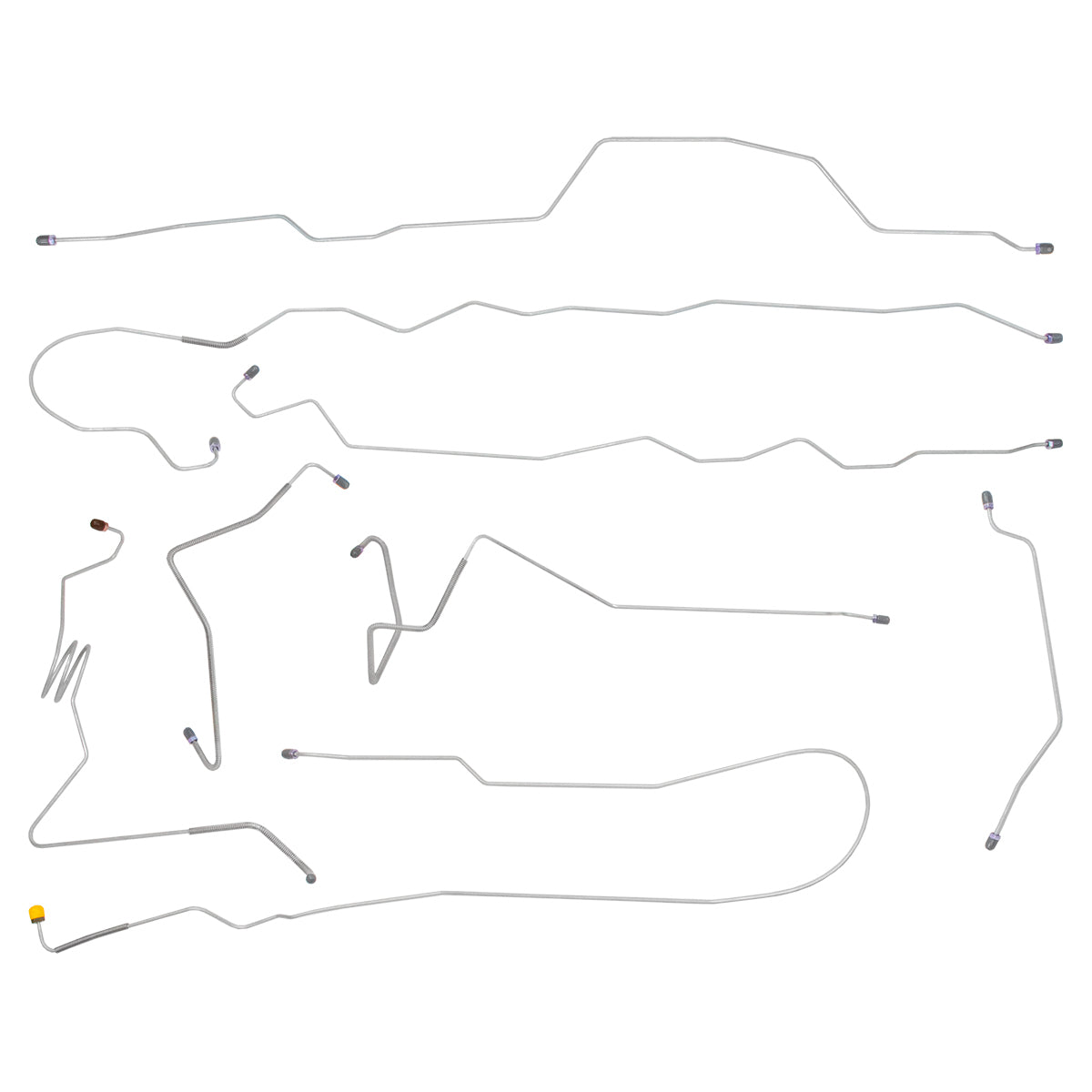 1976-79 Ford F100 F150 2WD Std. Cab Longbed Power Disc Complete Brake Line Kit 9pc, Stainless