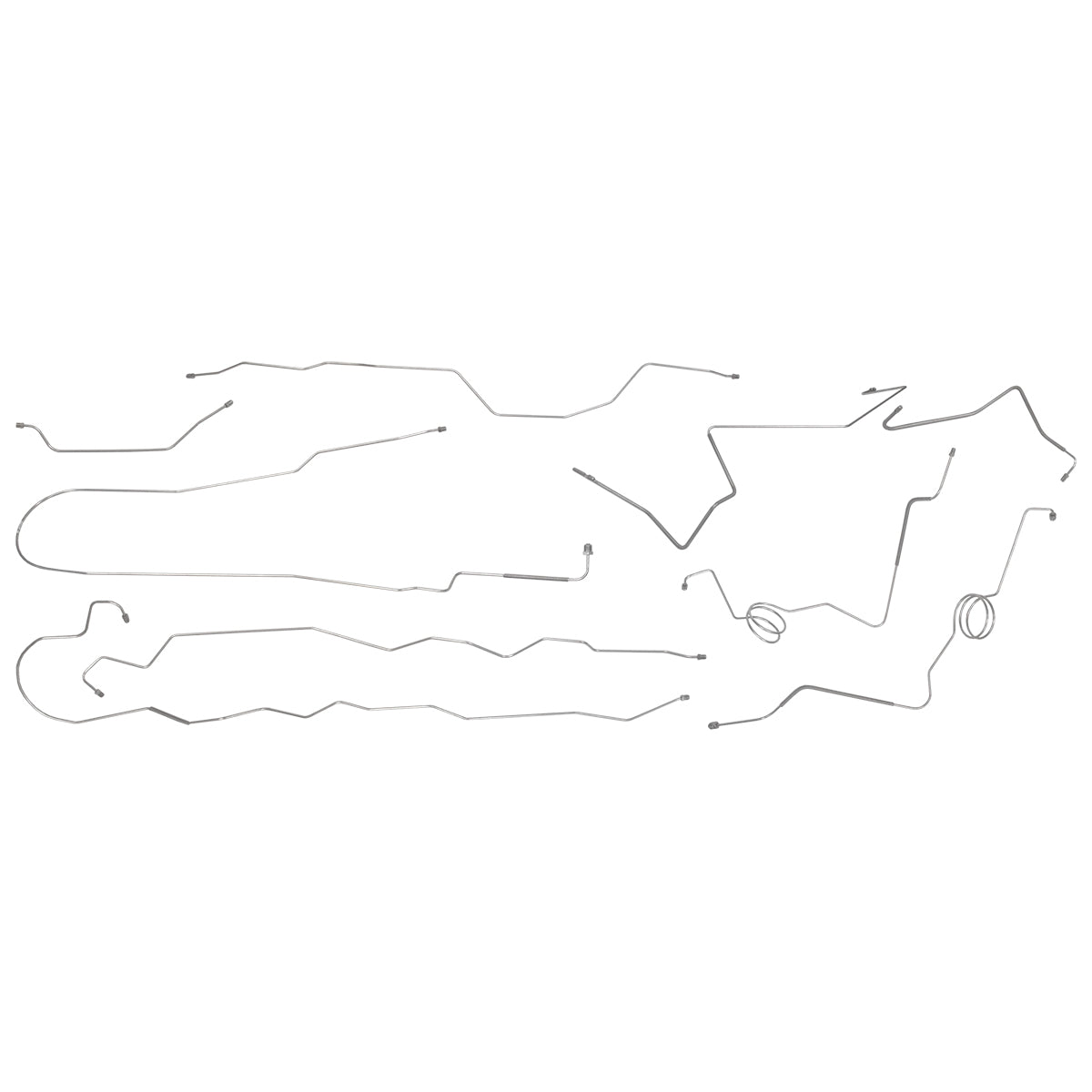 1976-79 Ford F100 F150 2WD Std. Cab Short and Long Bed Manual Disc Complete Brake Line Kit 8pc, Stainless Steel