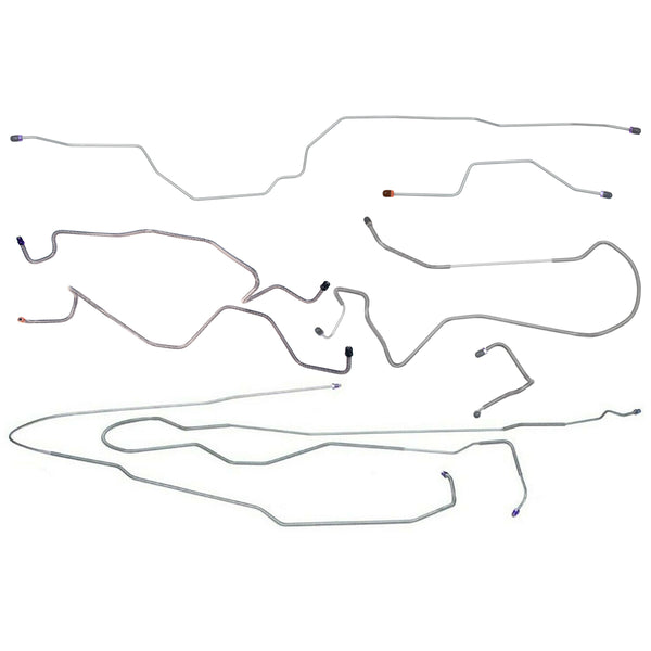 1987-89 Ford F100 F150 2WD Std. Cab Longbed Power Disc Complete Brake Line Kit 8pc, Stainless