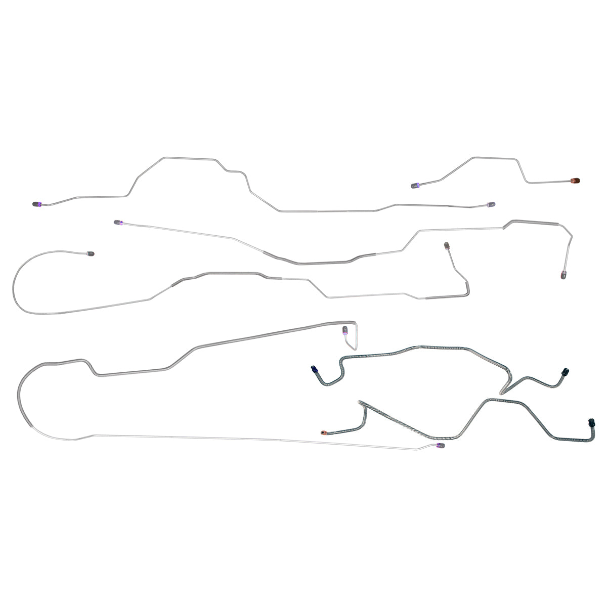 1987-89 Ford F100 F150 2WD Std. Cab Shortbed Power Disc Complete Brake Line Kit 8pc, Stainless