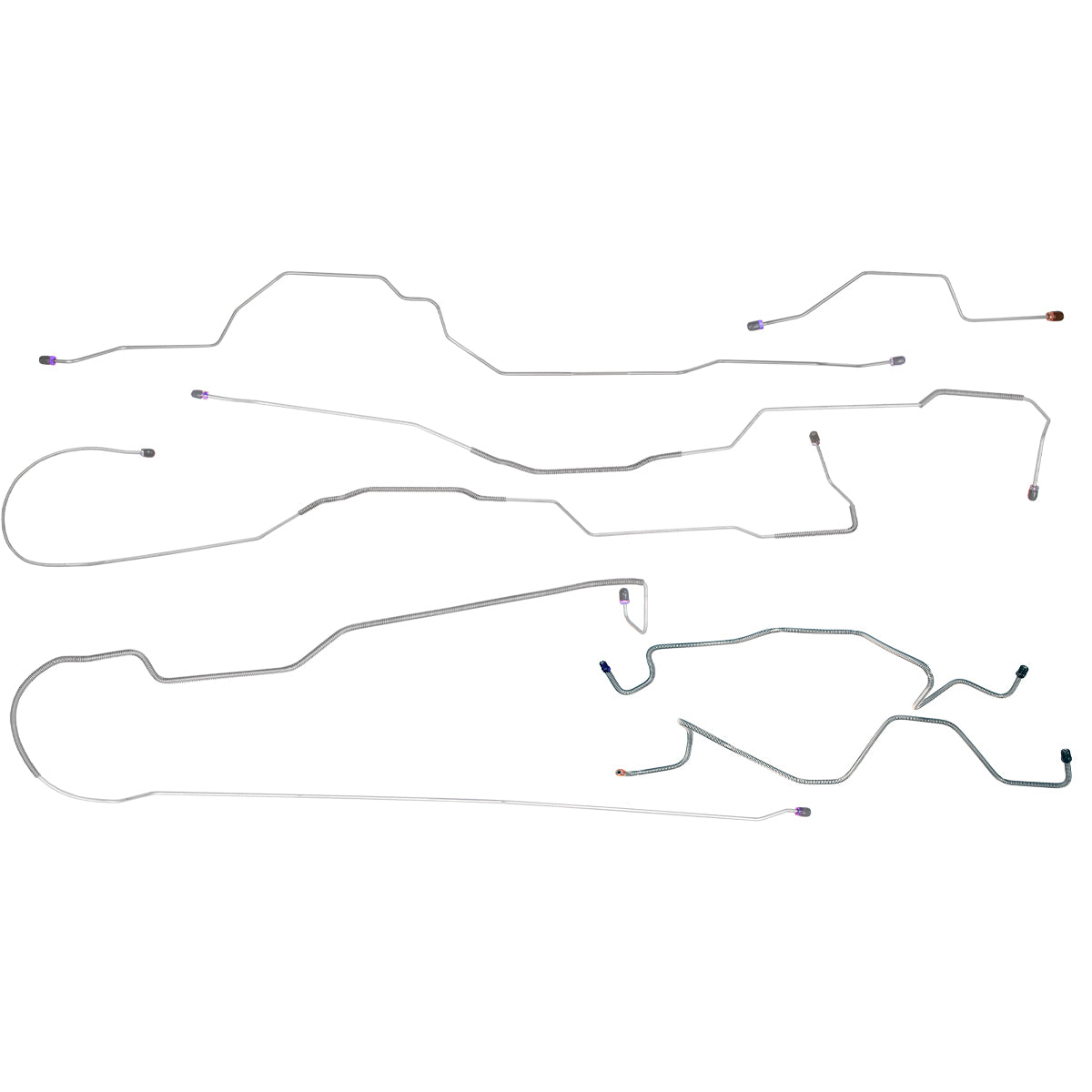 1987-89 Ford F100 F150 4WD Std. Cab Short Bed Power Disc Complete Brake Line Kit 8pc, Stainless