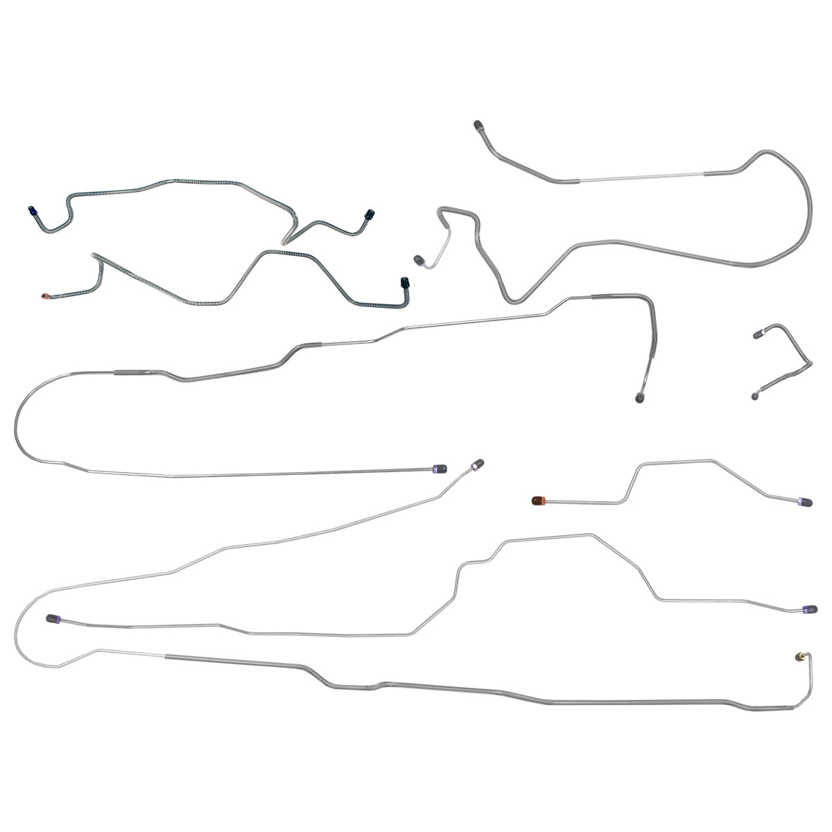 1990 Ford F250 F350 4WD Std Cab Long Bed Power Disc Brake Line Kit 8pc, Stainless
