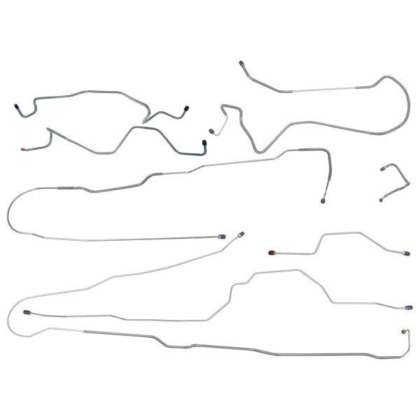 1990 Ford F250 F350 4WD Std Cab Long Bed Power Disc Brake Line Kit 8pc, Stainless