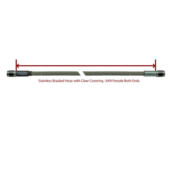 36" Stainless Braided Hose -3AN Female Both Ends Clear Cover 1pc