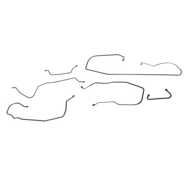 1972-73 Jeep CJ-5 Dana 44 Front Axle Manual Drum Complete Brake Line Kit 6pc, Stainless