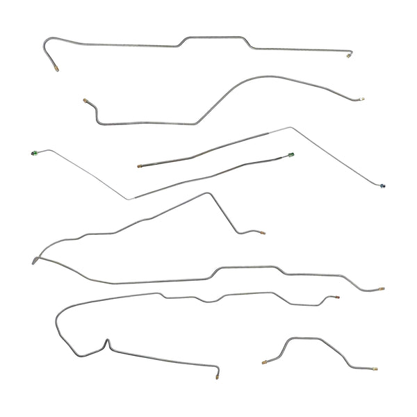 Late 1977-78 Jeep CJ-7 w/AMC 20 Narrow Axle w/MT (Late 3/16"/1/4" M/C Lines) Power Brake Line Kit 7pc, Stainless