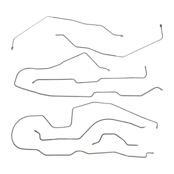 1980-81 Jeep CJ-7 AMC Model 20 Narrow Axle Standard & Automatic Trans Power Brake Line Kit 7pc, Stainless
