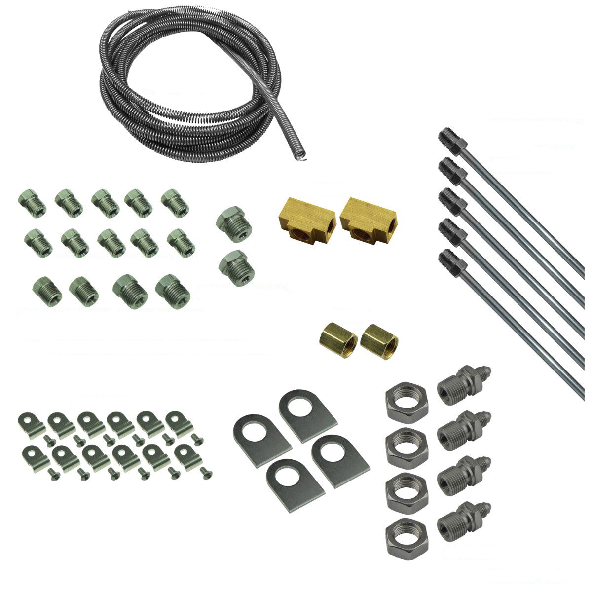 DIY Brake Plumbing Kit with Tube, Brackets, & Hardware, Stainless