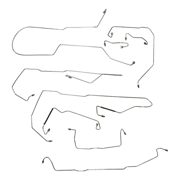 1994-97 Land Rover Defender 90 Three-Door North American Spec. Four-Wheel Power Disc Brake Line Kit 9pc, Stainless
