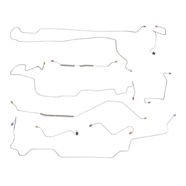 1967 (Before 2-1-67) Mercury Cougar w/Front C/O Above Steering Column Power Drum Brake Line Kit 8pc, Stainless