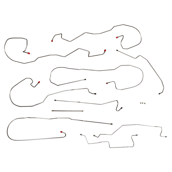 2005-07 Chevrolet GMC 1500 4WD Ext. Cab Long Or Short Bed Rear Drum Brake Line Kit 10pc, Stainless