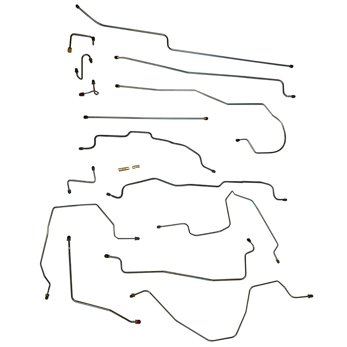 1990-94 Chevrolet GMC Truck 4WD 3/4 1-Ton Std & Ext. Cab Long & Short Bed Rear Drum Brake Line Kit 15pc, Stainless